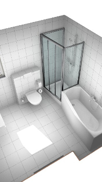 Badplanung - das umzugestaltende Bad als 3D Entwurf erfasst - das war der Zustand vorher